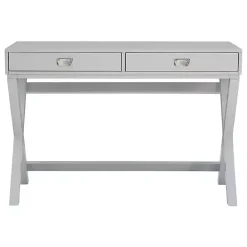 New Kirklands Home 2-Drawer X-Frame Desk Gray