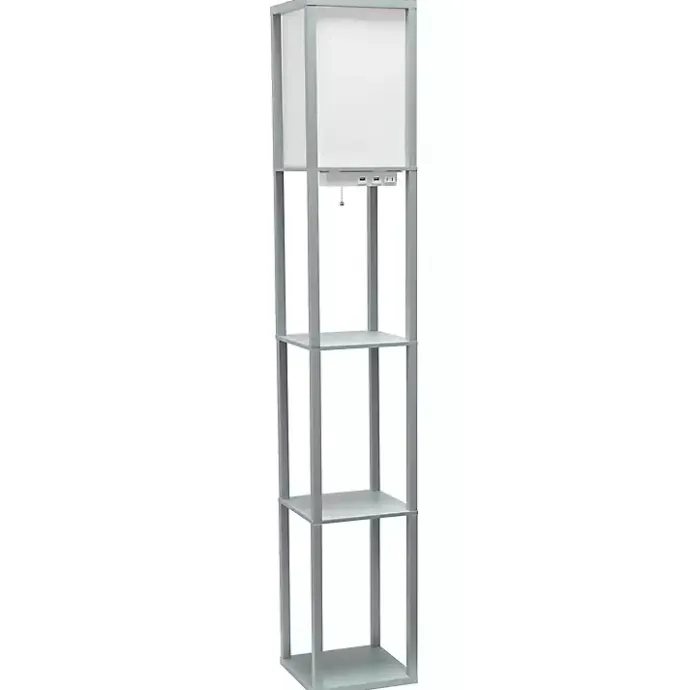 Hot Kirklands Home Etagere Shelf Charging Floor Lamp Gray