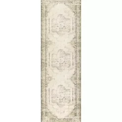 Kirklands Home Gray Faded Medallion Washable Runner