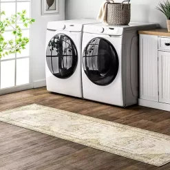 Kirklands Home Gray Faded Medallion Washable Runner