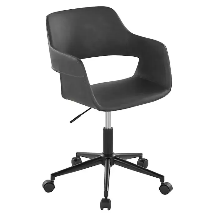 Kirklands Home Faux Leather & Black Marshall Office Chair Gray