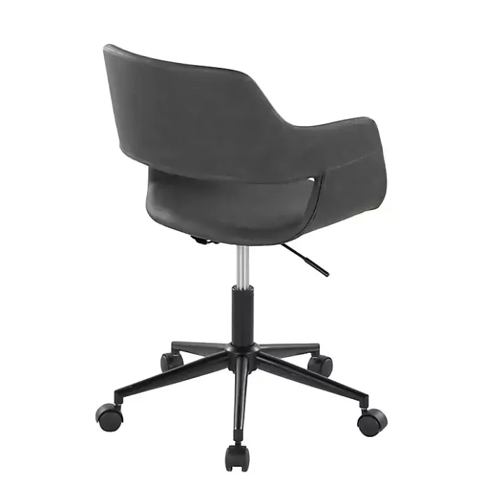 Kirklands Home Faux Leather & Black Marshall Office Chair Gray