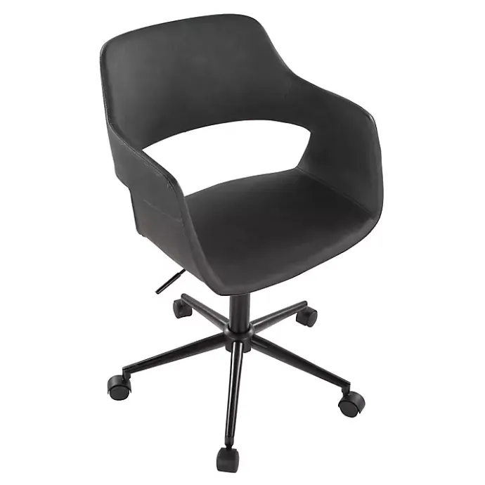 Kirklands Home Faux Leather & Black Marshall Office Chair Gray