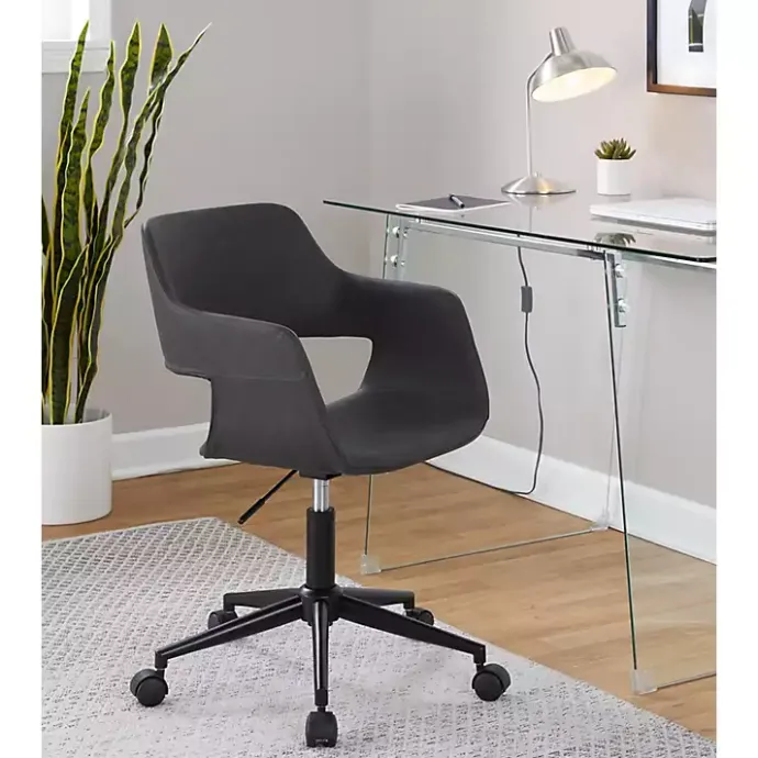 Kirklands Home Faux Leather & Black Marshall Office Chair Gray
