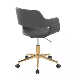Online Kirklands Home Faux Leather & Gold Marshall Office Chair Gray