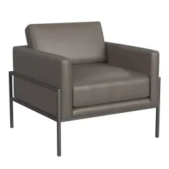 New Kirklands Home Faux Leather Black Metal Accent Chair Gray