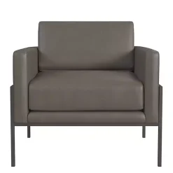 New Kirklands Home Faux Leather Black Metal Accent Chair Gray