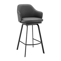 Kirklands Home Faux Leather Brigden Swivel Counter Stool Gray