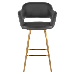 New Kirklands Home Faux Leather Marge Counter Stools, Set of 2 Gray