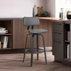 Outlet Kirklands Home Faux Leather Pico Swivel Counter Stool Gray