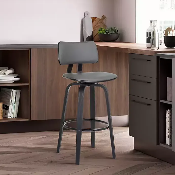 Outlet Kirklands Home Faux Leather Pico Swivel Counter Stool Gray