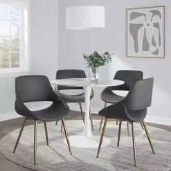 Clearance Kirklands Home Faux Leather Scooped Accent Chairs, Set of 2 Gray