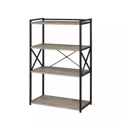 Hot Kirklands Home Gray Finish X Frame Open Shelf Bookcase
