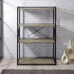 Hot Kirklands Home Gray Finish X Frame Open Shelf Bookcase