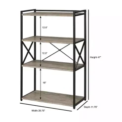 Hot Kirklands Home Gray Finish X Frame Open Shelf Bookcase
