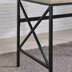 New Kirklands Home Gray Finish X Frame Wooden Hinged Top Desk