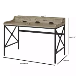 New Kirklands Home Gray Finish X Frame Wooden Hinged Top Desk