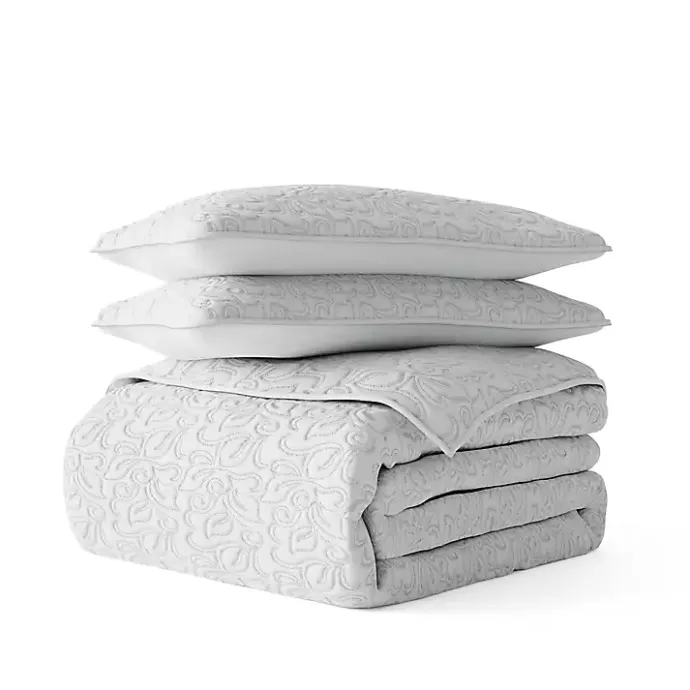 Clearance Kirklands Home Floral Stitch 3-pc. King Quilt Set Gray