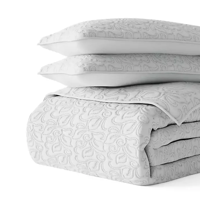 Clearance Kirklands Home Floral Stitch 3-pc. King Quilt Set Gray