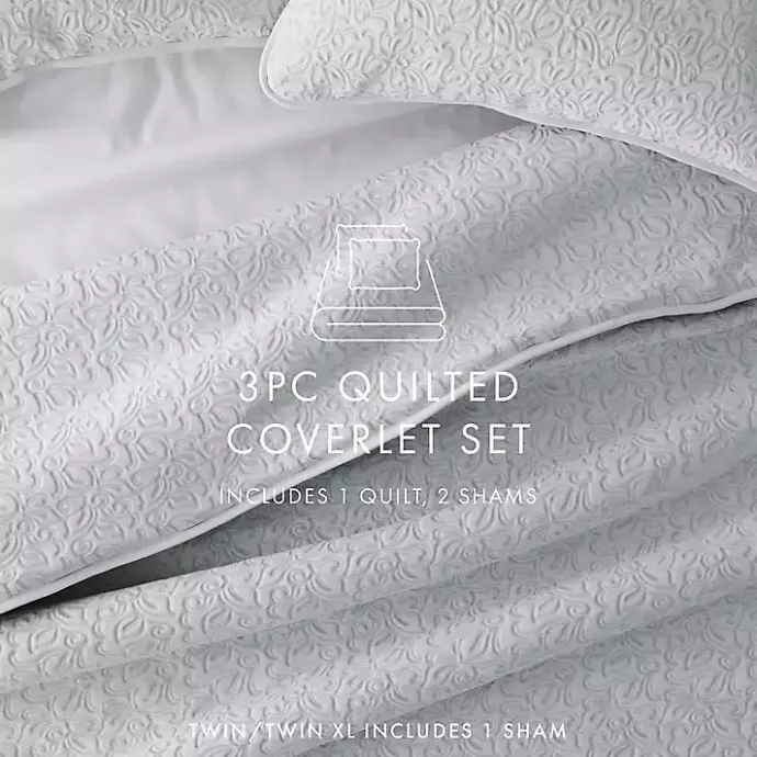 Clearance Kirklands Home Floral Stitch 3-pc. King Quilt Set Gray