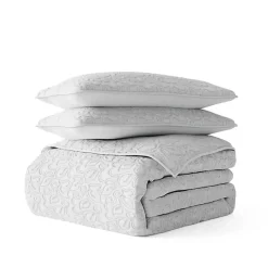 Discount Kirklands Home Floral Stitch 3-pc. Queen Quilt Set Gray