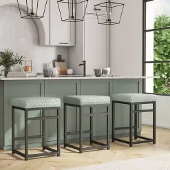 Outlet Kirklands Home Gray Floral Upholstered Counter Stool