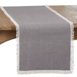 Online Kirklands Home Fringe Border Table Runner, 72 in. Gray