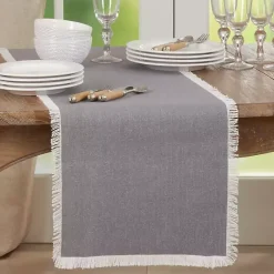 Online Kirklands Home Fringe Border Table Runner, 72 in. Gray