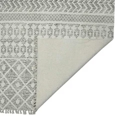 Outlet Kirklands Home Gray Geo Stripes Tassel Fringe Area Rug, 5x7