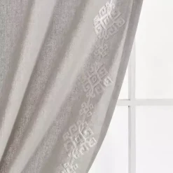 Kirklands Home Geometric Border Curtain Panel, 84 in. Gray
