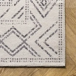 Best Kirklands Home Gray Geometric Medallion Washable Runner