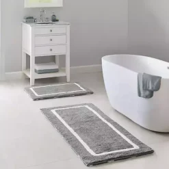 Hot Kirklands Home Gray Geometric Pattern Reversible Bath Mat, 60 in.