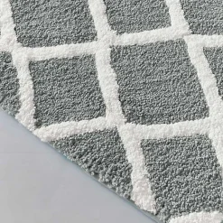 Hot Kirklands Home Gray Geometric Pattern Reversible Bath Mat, 60 in.