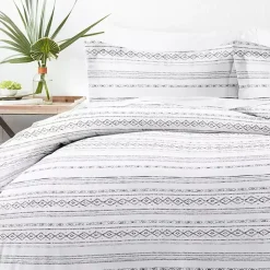 Discount Kirklands Home Gray Geometric 3-Pc. Queen Duvet Cover Set