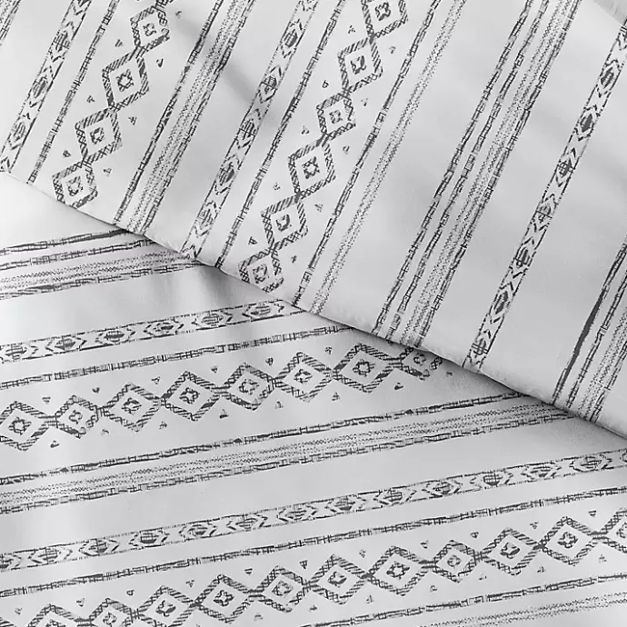 Discount Kirklands Home Gray Geometric 3-Pc. Queen Duvet Cover Set