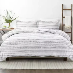 Discount Kirklands Home Gray Geometric 3-Pc. Queen Duvet Cover Set