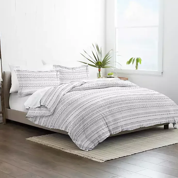 New Kirklands Home Gray Geometric 2-Pc. Twin Duvet Cover Set