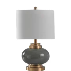 Outlet Kirklands Home Gray Glass and Copper Metal Table Lamp White