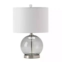 New Kirklands Home Gray Glass Globe Table Lamp White