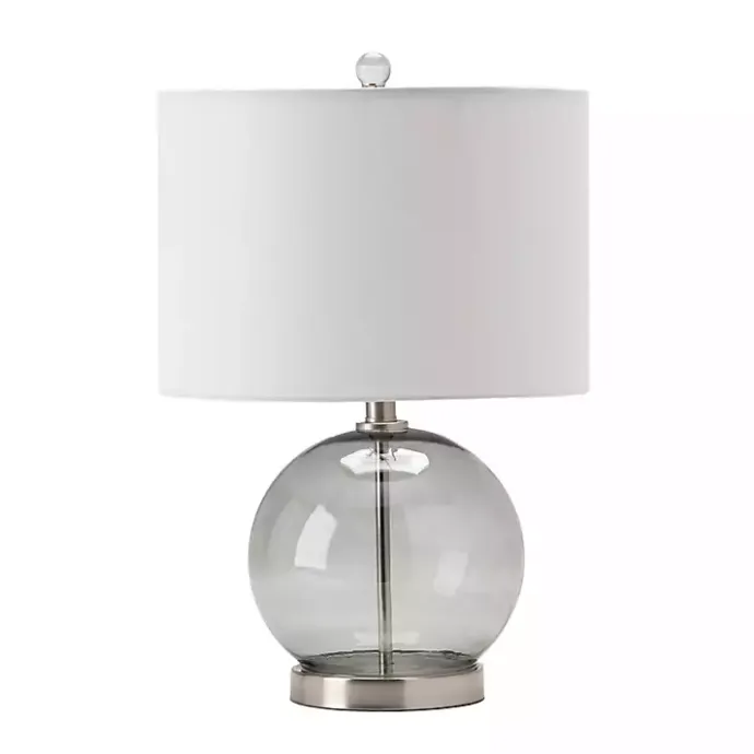 New Kirklands Home Gray Glass Globe Table Lamp White