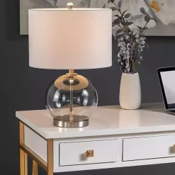 New Kirklands Home Gray Glass Globe Table Lamp White