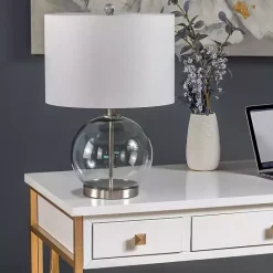 New Kirklands Home Gray Glass Globe Table Lamp White