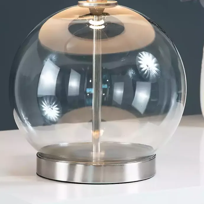 New Kirklands Home Gray Glass Globe Table Lamp White