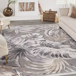 Outlet Kirklands Home Gray Grand Leaf Coastal Area Rug, 7x9