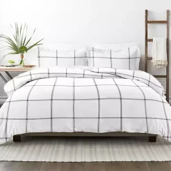 Discount Kirklands Home Gray Grid Plaid 3-pc. Micro King Duvet Cover Set