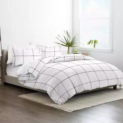 Sale Kirklands Home Gray Grid Plaid 3-pc. Micro Queen Duvet Cover Set