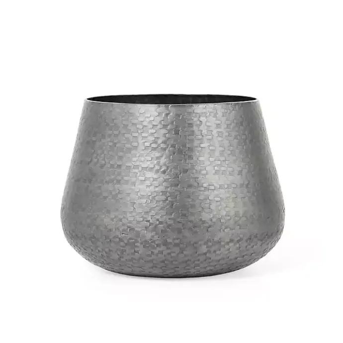 New Kirklands Home Gray Hammered Metal Retta Planter