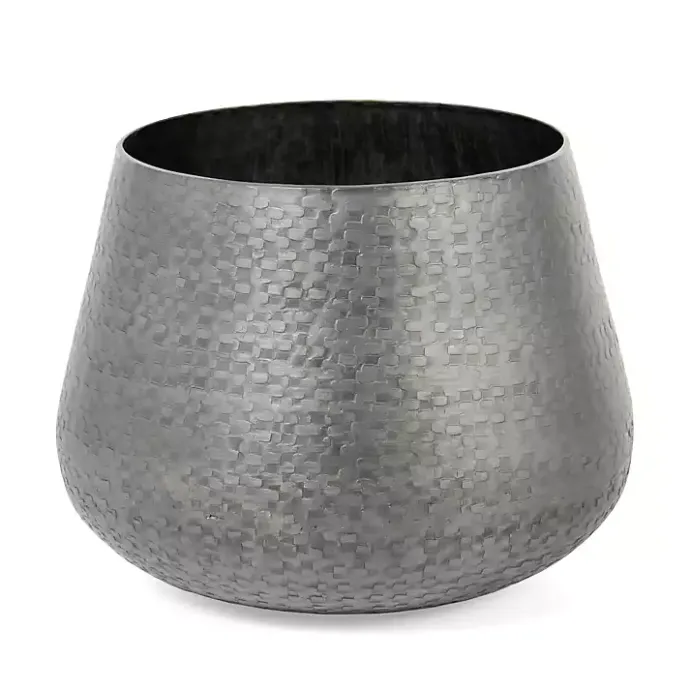 New Kirklands Home Gray Hammered Metal Retta Planter