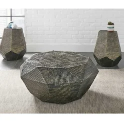 Hot Kirklands Home Gray Hand-Stamped Iron Octagonal Coffee Table
