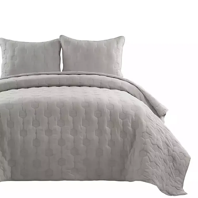 Online Kirklands Home Hexagon Honeycomb 3-pc. Cali King Quilt Set Gray
